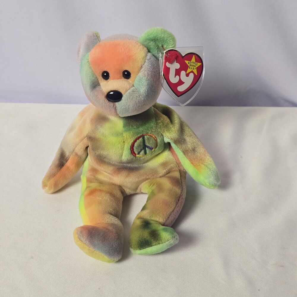 Ty Beanie Baby Original Peace Bear Rare Almost Mint With Tag‎